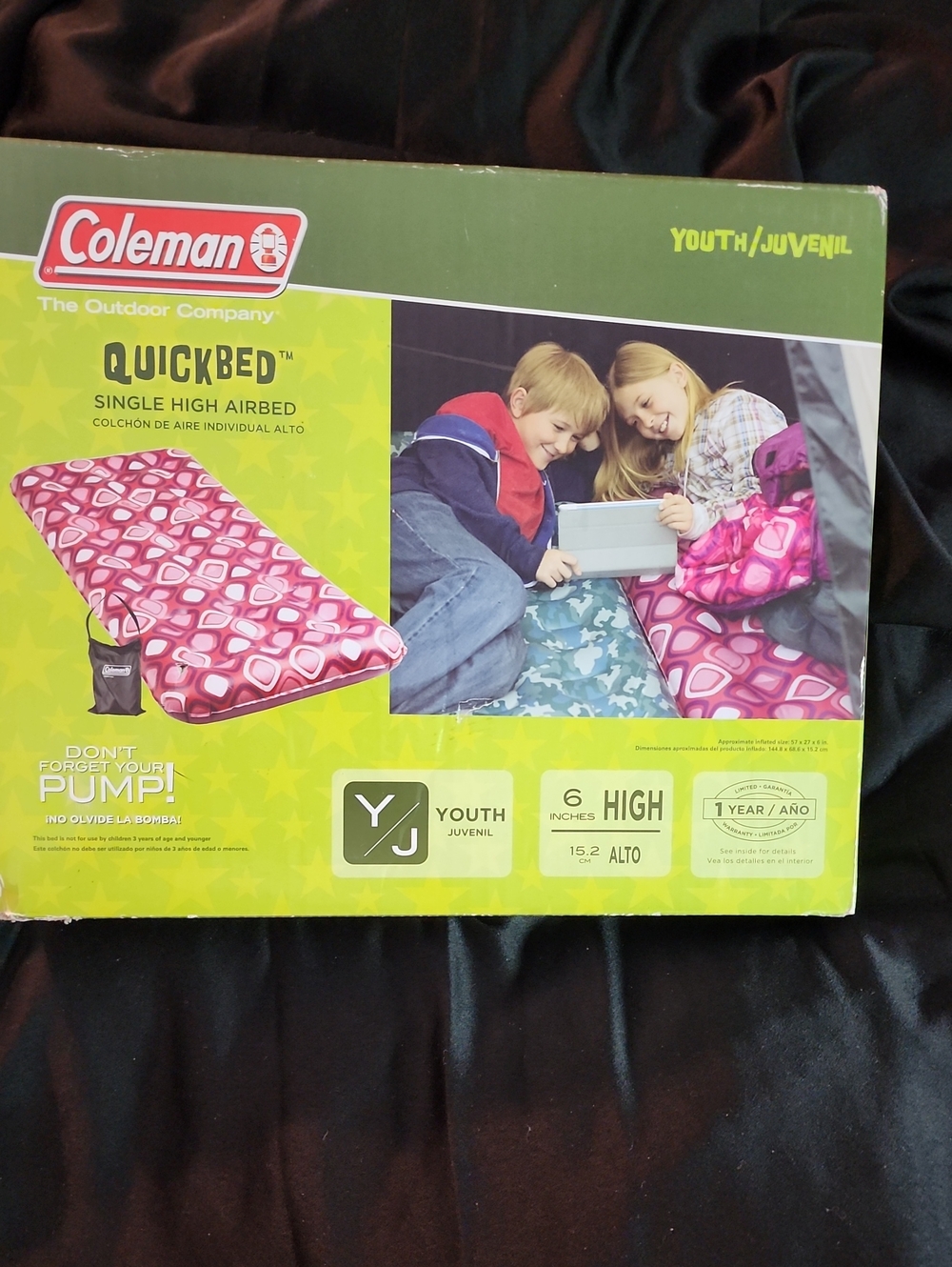Coleman Pink Pattern Youth Single Airbed NWT